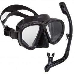 Whale Mask and Snorkel Set Black Silicon