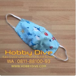 [HD-802 ] Masker Kain Shark Attack Blue + Slot Filter / Tissue Premium Quality