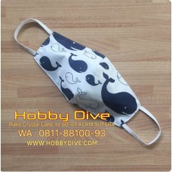 [HD-802 ] Masker Kain Shark Attack Blue + Slot Filter / Tissue Premium Quality