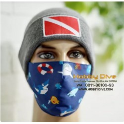 [HD-802 ] Masker Kain Shark Attack Blue + Slot Filter / Tissue Premium Quality