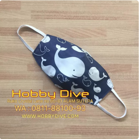 [HD-803 ] Masker Kain Whale Navy 3ply + Slot Filter / Tissue Premium Quality