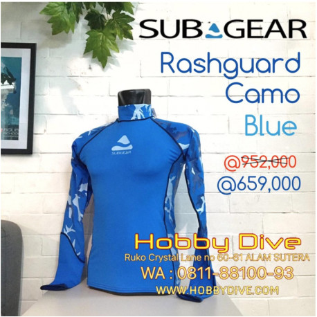 SUBGEAR Rashguard Camo Blue Scuba Diving Alat Diving SG-RG01