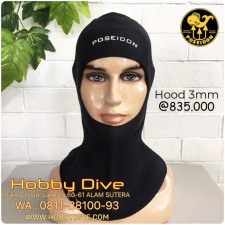 POSEIDON Hood Black Line Neoprene 3mm - Scuba Diving