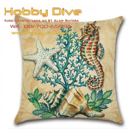 Cushion Cover Marine Life Sea Horse Sarung Bantal HD-201