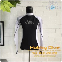 SEA GODS Rashguard Long Sleeve Women White/ Black - Scuba Diving