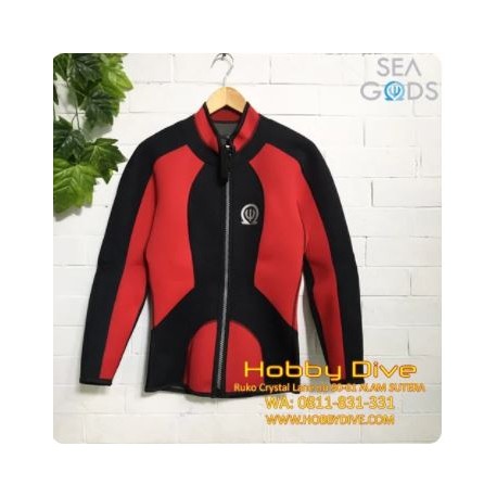 SEA GODS Jacket Long Sleeve Black Red - Scuba Diving