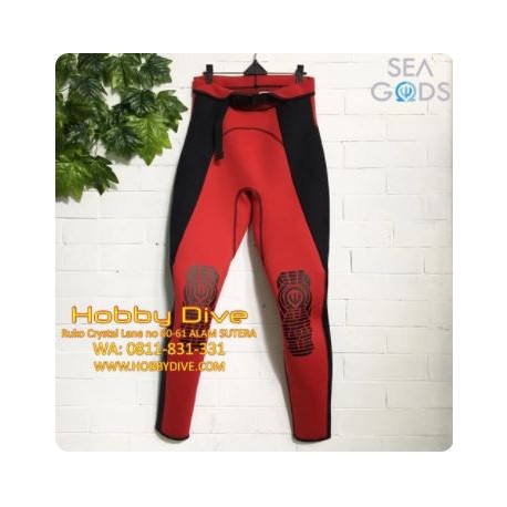 SEA GODS Long Pants Black Red - Scuba Diving