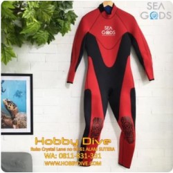 SEA GODS Wetsuit Long 3mm Man Red Black - Scuba Diving