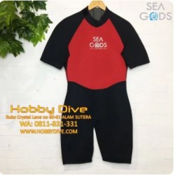 SEA GODS Wetsuit Shorty 3mm Unisex Red Black - Scuba Diving