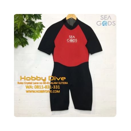 SEA GODS Wetsuit Shorty 3mm Unisex Red Black - Scuba Diving