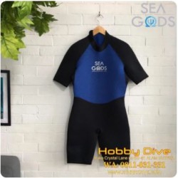 SEA GODS Wetsuit Shorty 3mm Sapphire/ Black - Scuba Diving