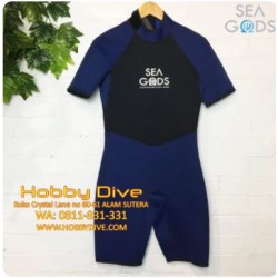 SEA GODS Wetsuit Shorty 3mm Unisex Navy Black - Scuba Diving