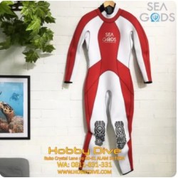 SEA GODS Wetsuit Long 3mm Female Red White - Scuba Diving