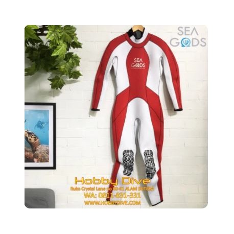 SEA GODS Wetsuit Long 3mm Female Red White - Scuba Diving