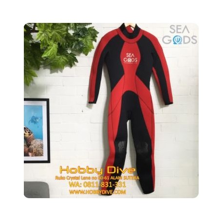 SEA GODS Wetsuit Long 3mm Female Black Red - Scuba Diving