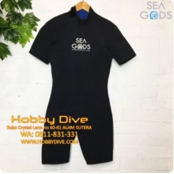 SEA GODS Wetsuit Shorty 3mm Unisex All Black - Scuba Diving