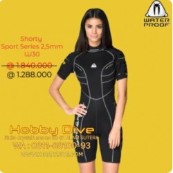 Waterproof Wetsuit Shorty 2.5mm Lady Sport Series W30 Alat Diving