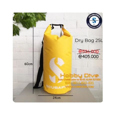 Scubapro Dry Bag 25L Yellow Waterproof Diving Snorkelling SP-DRY25