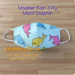 Masker Kain Motif Dolphin Face Mask 3ply + Slot Filter HD-805