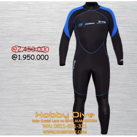 Wetsuit BARE 3/2MM S-FLEX FULL SUIT - MEN’S - Alat Diving Wetsuit