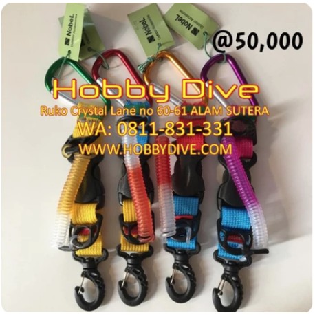 Nobel coiled lanyard carabiner + clip P-102