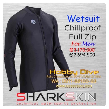 Sharkskin Chillproof Long Sleve Full Zip Wetsuit Top Men SHA-TOP-BLA