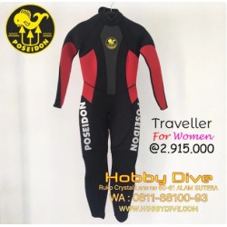 [PSN-0220-13] POSEIDON Wetsuit Traveller 3mm Red Women Scuba Diving