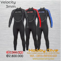 BARE 3MM VELOCITY FULL SUIT - MEN'S - Alat Diving Wetsuit - Merah